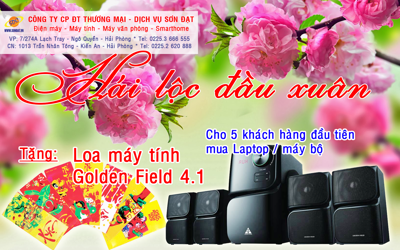 Tặng ngay Loa Máy Tính Golden Field 4.1 cho 5 khách hàng đầu tiên khi mua Laptop / máy bộ