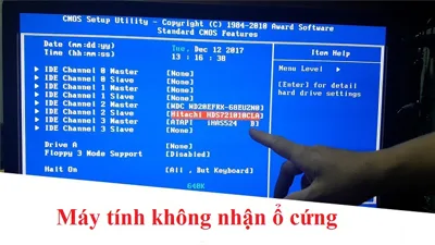 Khắc phục lỗi máy tính không nhận ổ cứng đơn giản nhanh chóng
