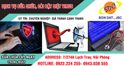 Sửa chữa, cài đặt diệt virut máy tính nhanh chóng, chuyên nghiệp Hải Phòng