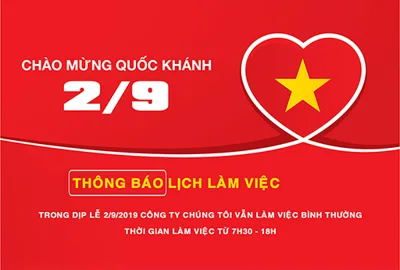 Thông báo lịch làm việc dịp lễ Quốc Khánh 2/9/2019