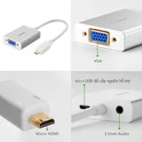 Cable chuyển micro HDMI to VGA và Audio Ugreen UG 40222/40268