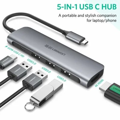 Cáp chuyển TypeC sang HDMI/ Hub USB 3.0 Ugreen 50209
