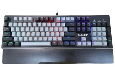 Keyboard PC Gnet GK 312 led 7 màu full size 104 phím có kê tay (phím cơ)