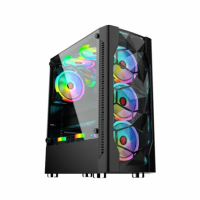 Vỏ case César Cooler Black - Màu Đen, Kính cường lực, ATX