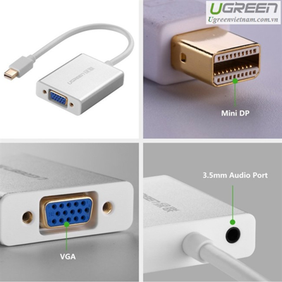 Cable chuyển mini Displayport to VGA + audio chính hãng Ugreen 10437