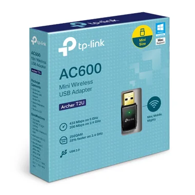 USB Wireless TPLink Archer T2U Dual Band AC600 ; An-ten ngầm; 600 Mbps(200 Mbps: 2.4 GHz, 433 Mbps: 5 GHz)