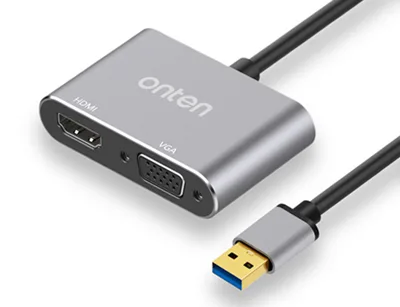 Adapter chuyển đổi USB 3.0 ra 2 cổng VGA + HDMI ONTEN OTN 5201B