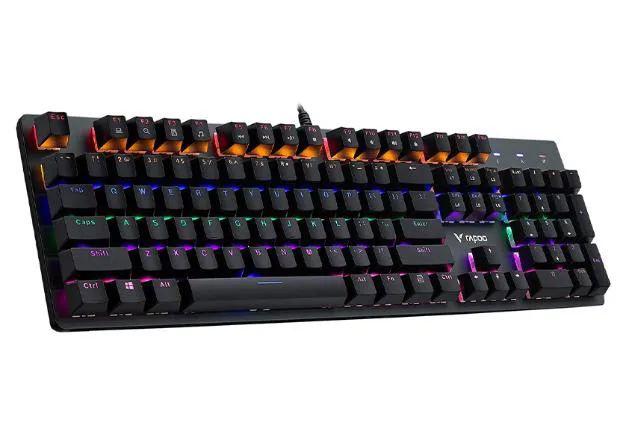 Keyboard PC Rapoo V500SE  Rainbow Gaming blue Switch (Phím cơ, có dây Đen)