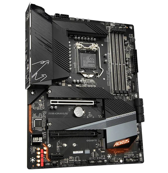 Mainboard Giga Z590-AORUS-ELITE : chipSE t Z590 LGA1200/4xDDR4 2133 /2*PCIE x16 + 3*PCIe x 1/6*SATA3 6Gb/s/2*M.2/Type-C/D