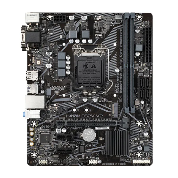 Bảng mạch chủ Gigabyte H410M-DS2V-V2 : Intel H470 SK1200/2xDDR4/1*PCI-e x 16+2*PCI-e/M.2/LAN1000/D-sub, DVI:
