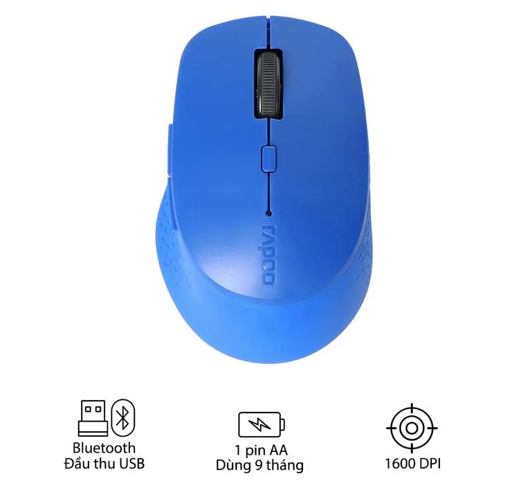 Mouse  Rapoo M300SILENT-BL  - Wireless 2.4Ghz+Bluetooth 4.0, 1600DPI, 6 nút