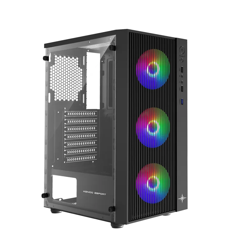 Case  Kenoo ESPORT AF13-3F, 3 Fan LED, 1 Mặt kính cường lực, Form ATX, L320xW192xH415mm