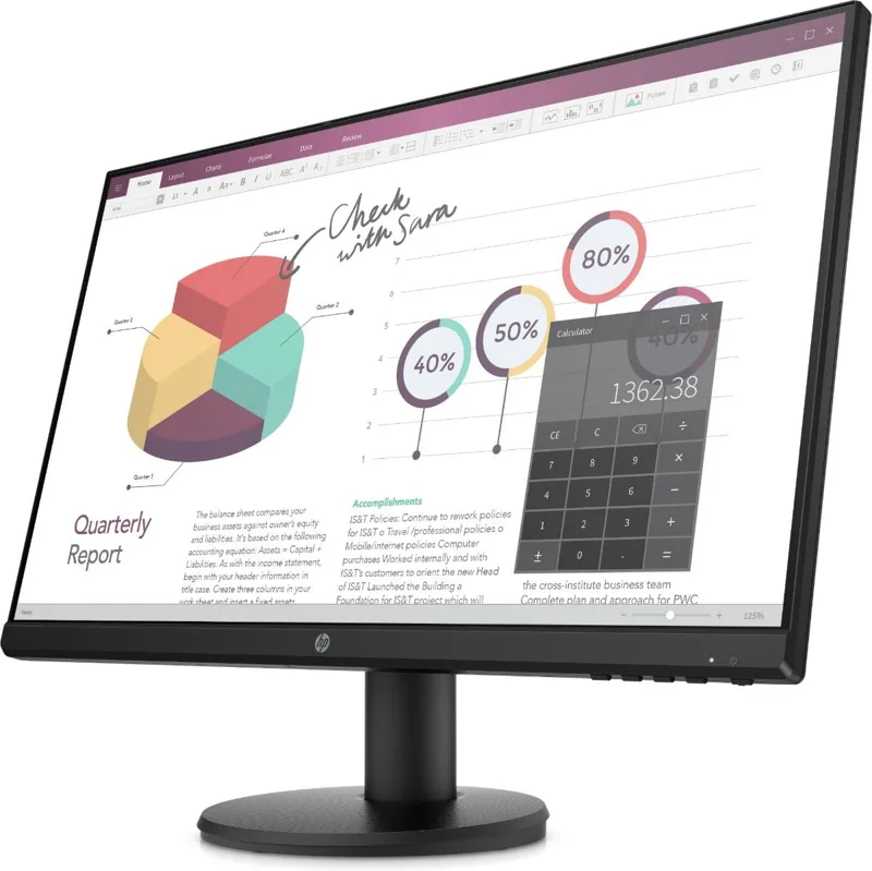 Monitor HP P24v G4 (9TT78AA) -23.8-inch -IPS có cổng VGA, HDMI, kèm cáp HDMI