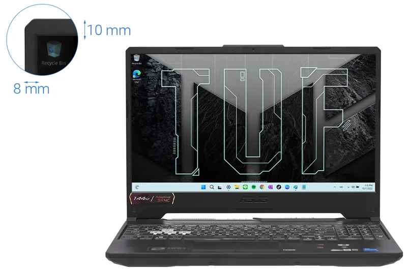 Laptop ASUS FX506H FX506HF-HN078W Đen i5-11260H/16GD4/512GB/15.6FHD-144Hz/WIFI6/W11SL/3C48/4G_RTX2050/RGB-KB/ĐEN