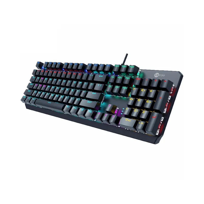 Bàn phím cơ Lecoo Blue Switch GK301 - RGB, USB, màu đen, mặt kim loại