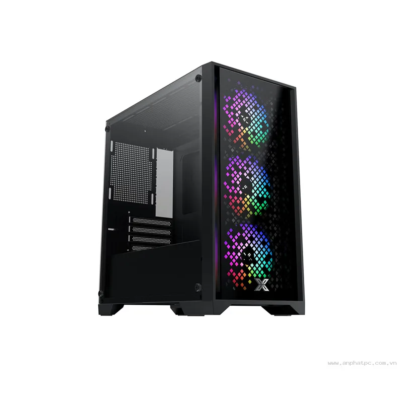 Case  Xigmatek NYX II 3F (EN42188), Gaming M-ATX, 3 Fan, Mặt hông kính cường lực, 386x200x411mm