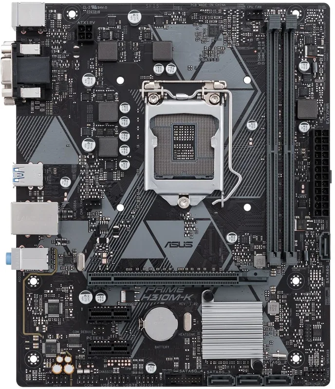 Mainboard Asus Prime H310M-K: Intel H310 SK1151/2xDDR4 2133/4xSATA 6Gb/s /LAN1000/D-sub, DVI
