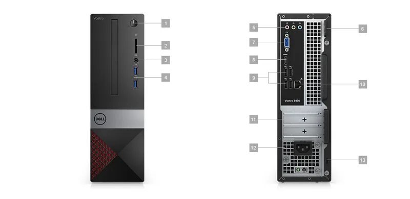 Case  đồng bộ Dell Vostro ST V3470ST-STI31508-4G-1T Intel Core i3-8100/4GB/1TBG7/DVDRW/WF+BT/1HDMI+1VGA/Dos/1Y