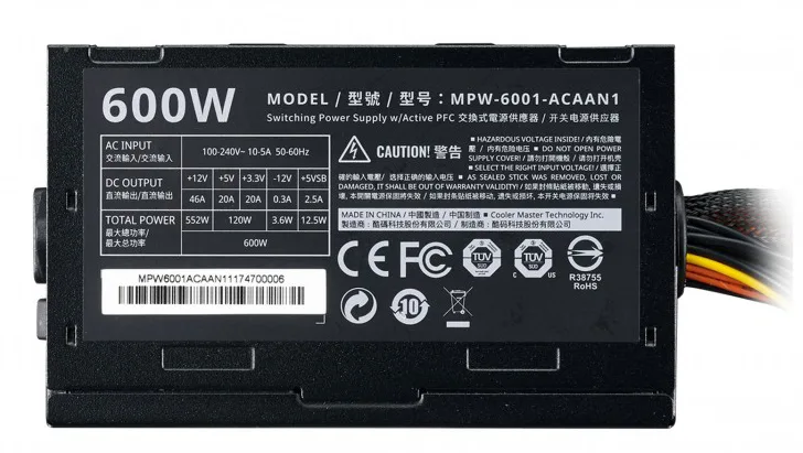 Power Cooler Master Elite V3 230V 600W