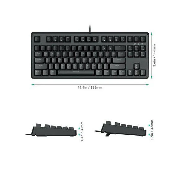 Bàn phím Cơ Aukey KM-G14, LED RGB, Switch Blue, 87 Phím
