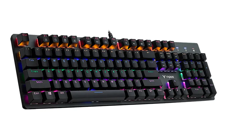 Bàn phím cơ có dây Rapoo V500SE Rainbow Gaming blue Switch (Đen)