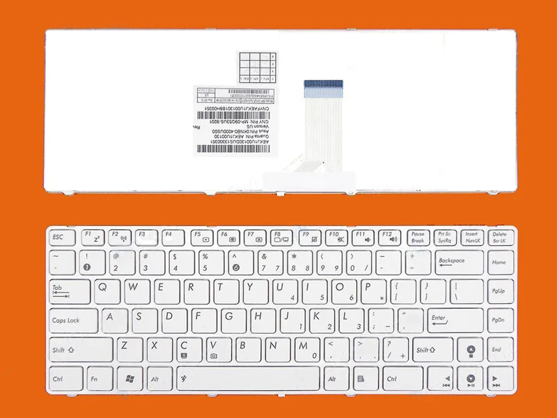 Keyboard Asus A42J  A40 K42 6 ốc có bẹ trắng