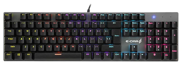 Bàn phím cơ EDRA EK313 - 104 Phím LED Rainbow, Full Size