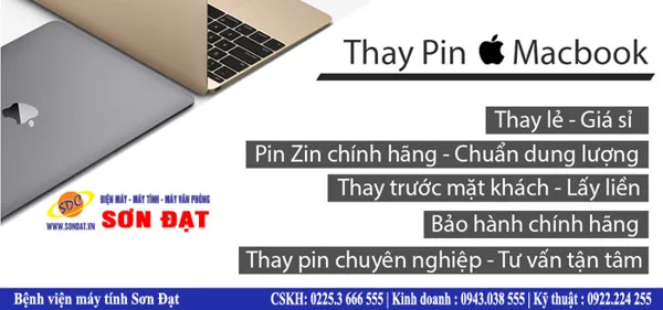 Thay Pin Macbook Pro 2017 chính hãng, lấy ngay tại Bệnh viện máy tính Sơn Đạt