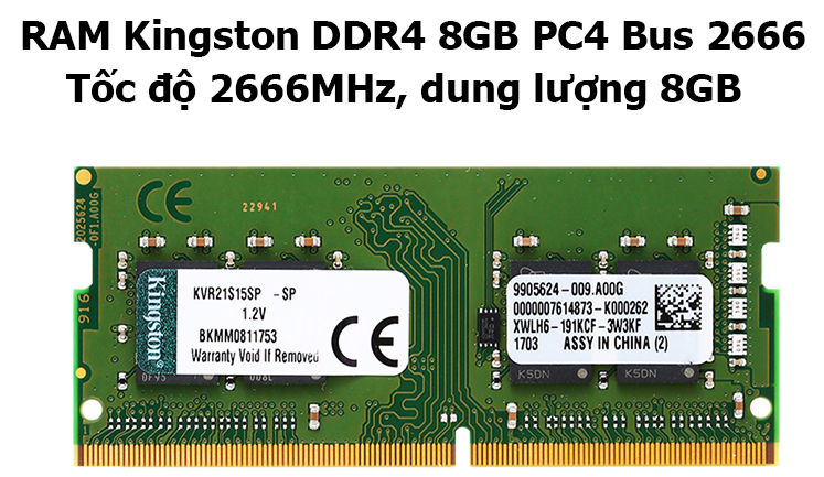 DDRAM Notebook 8GB/2666 Kingston chính hãng, giá rẻ tại Hải Phòng