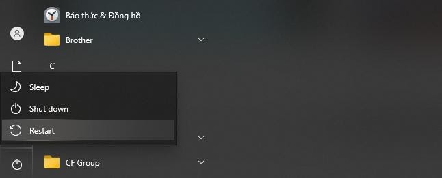 Khởi động lại máy tính