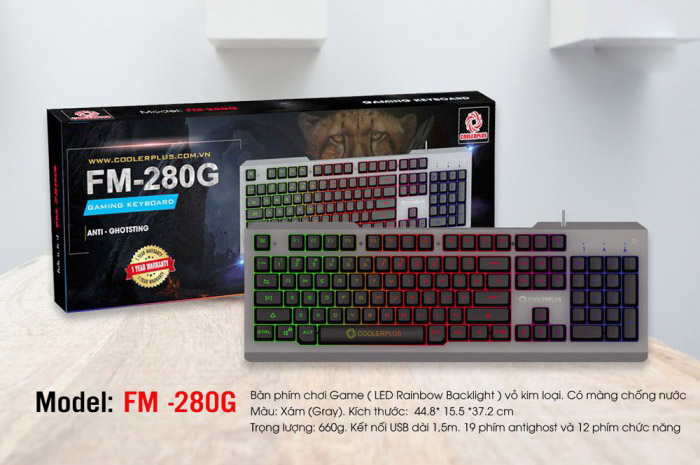 Keyboard PC Coolerplus CPK FM280G chính hãng, giá tốt tại Sơn Đạt.,JSC