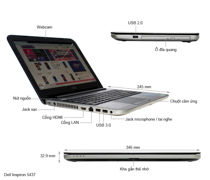 Dell Inspiron 5437 chính hãng, giá rẻ chỉ có tại Sơn Đạt.,JSC