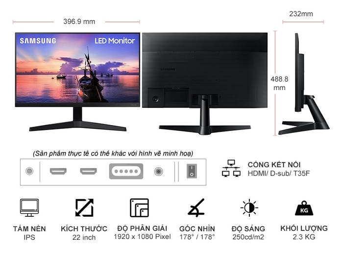 Monitor Samsung 22-inch F22T350FHE chính hãng, giá rẻ tại Hải Phòng