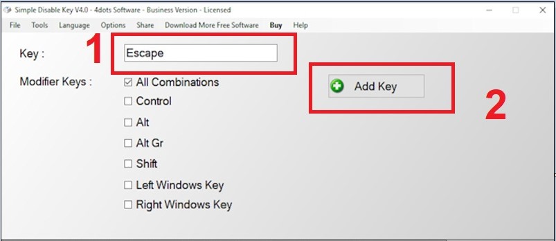 Tại ô khung Key, chọn Add Key