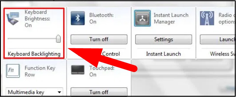 Chọn Keyboard backlighting