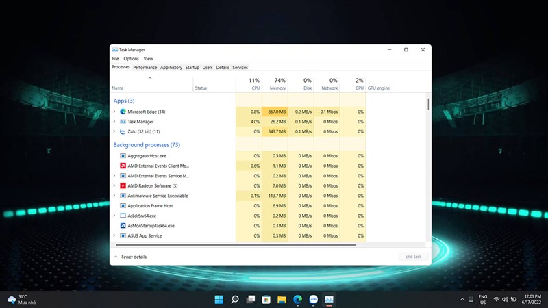 Phím tắt mở nhanh Task Manager