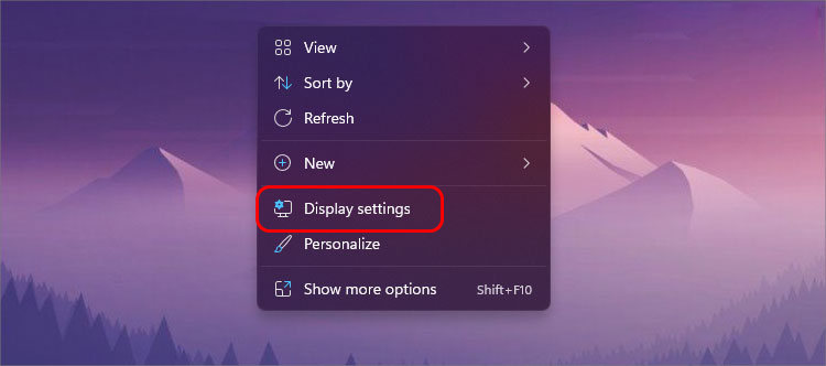 Nhấp chuột phải chọn Display Settings