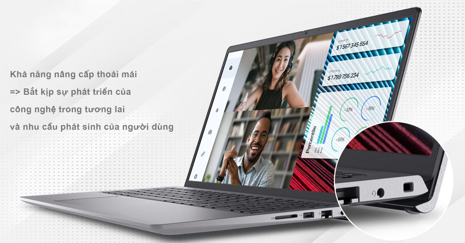 Dell Vostro có thiết kế tinh tế với lớp vỏ nhựa được phủ màu Grey đẹp mắt