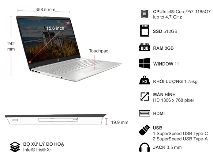 HP 15s-du3590TU là phiên bản cao cấp cho dòng laptop văn phòng dành cho người dùng