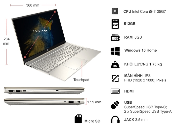HP Pavilion 15-eg0006TX 2D9C9PA là mẫu laptop làm việc lẫn học tập phù hợp cho học sinh / sinh viên