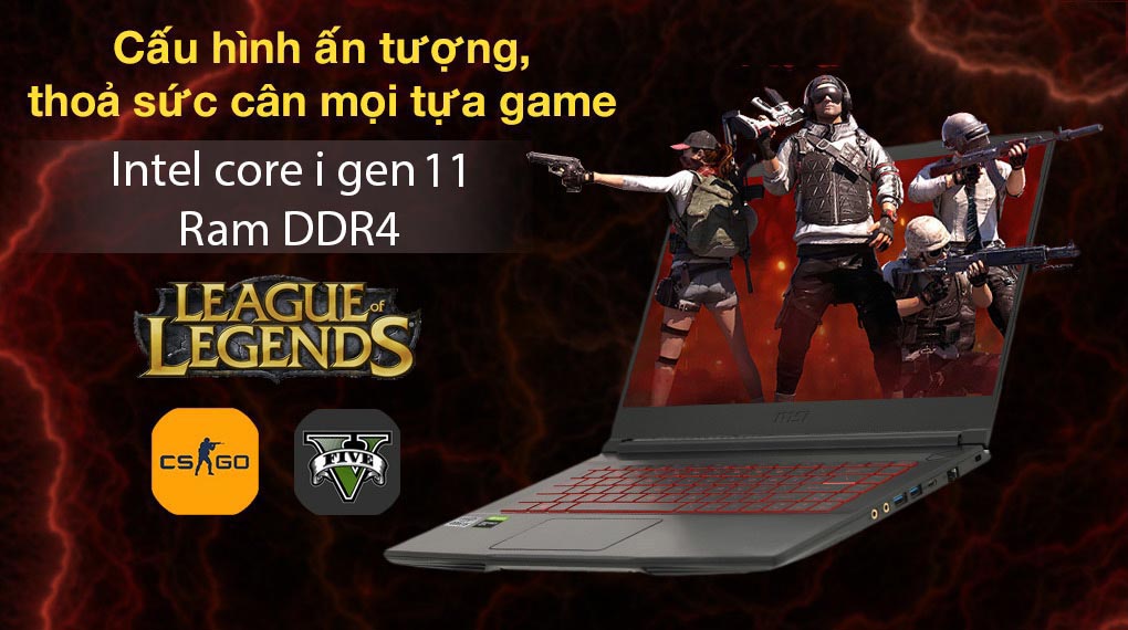 MSI GF63 11SC kiểu dáng gaming mạnh mẽ, là người cộng sự lý tưởng, nâng tầm mọi trải nghiệm cho người dùng