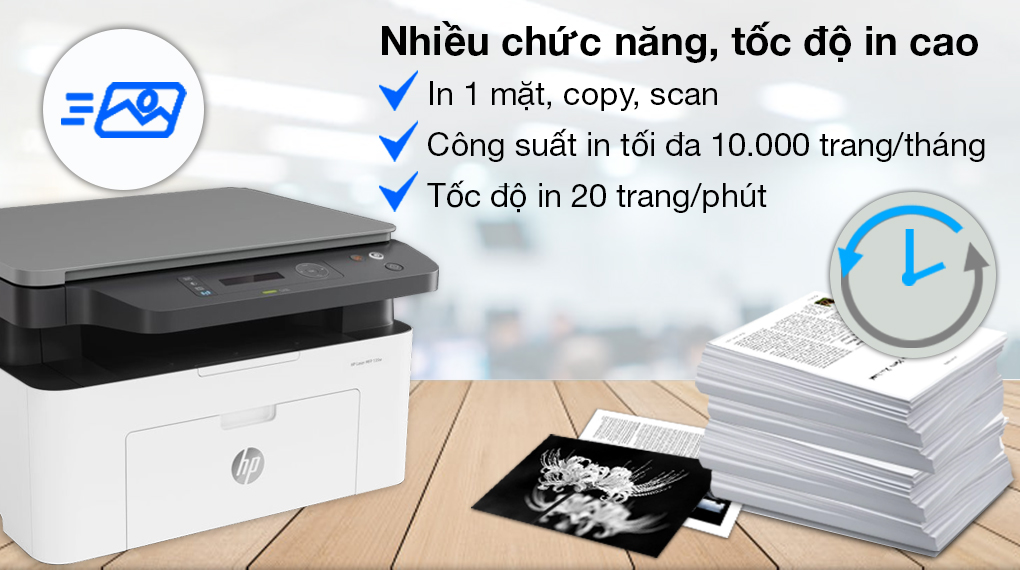 Máy in HP LaserJet 135A-4ZB82A mang đến nhiều tính năng cần thiết với nhu cầu học tập, làm việc