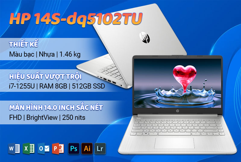 HP 14s DQ5102TU-7C0Q1PA cho phép bạn thực hiện các tác vụ một cách mượt mà, trơn tru và hiệu quả