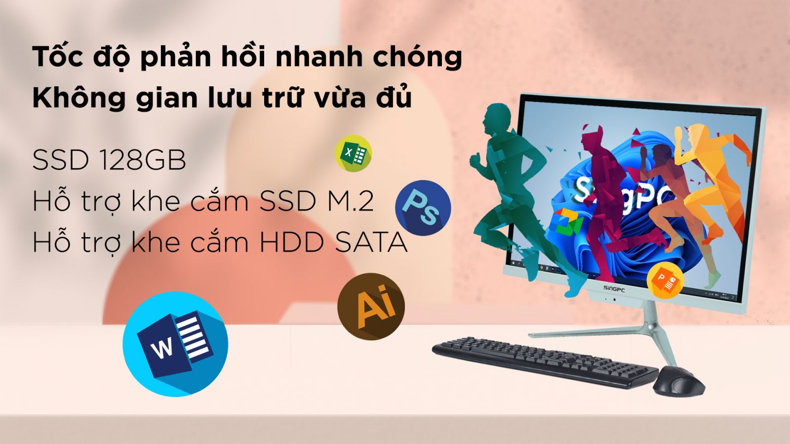 Bộ máy tính AIO SingPC M19K380-W uy tín, giá tốt chỉ có tại Sơn Đạt.,JSC