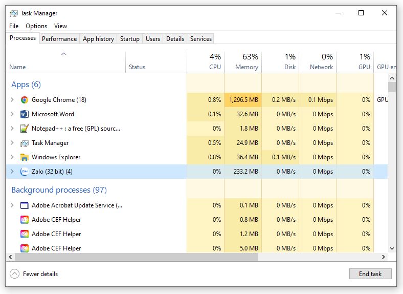 Cách Tắt Các Ưng Dụng Chạy Ngầm Trên Laptop
