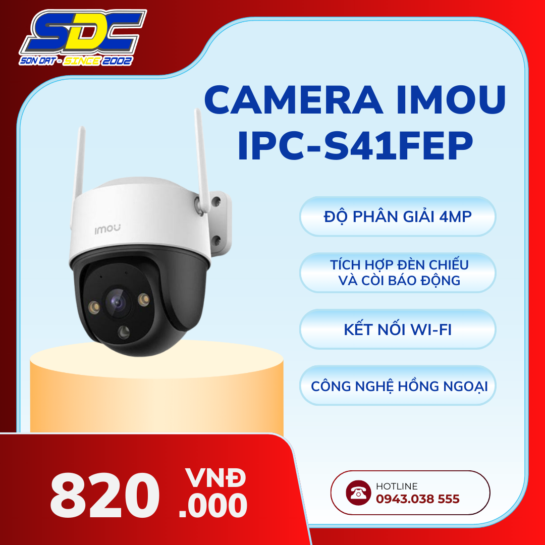 Camera IMOU IPC-S41FEP với tính năng giám sát trực tiếp với độ phân giải 4.0 megapixel