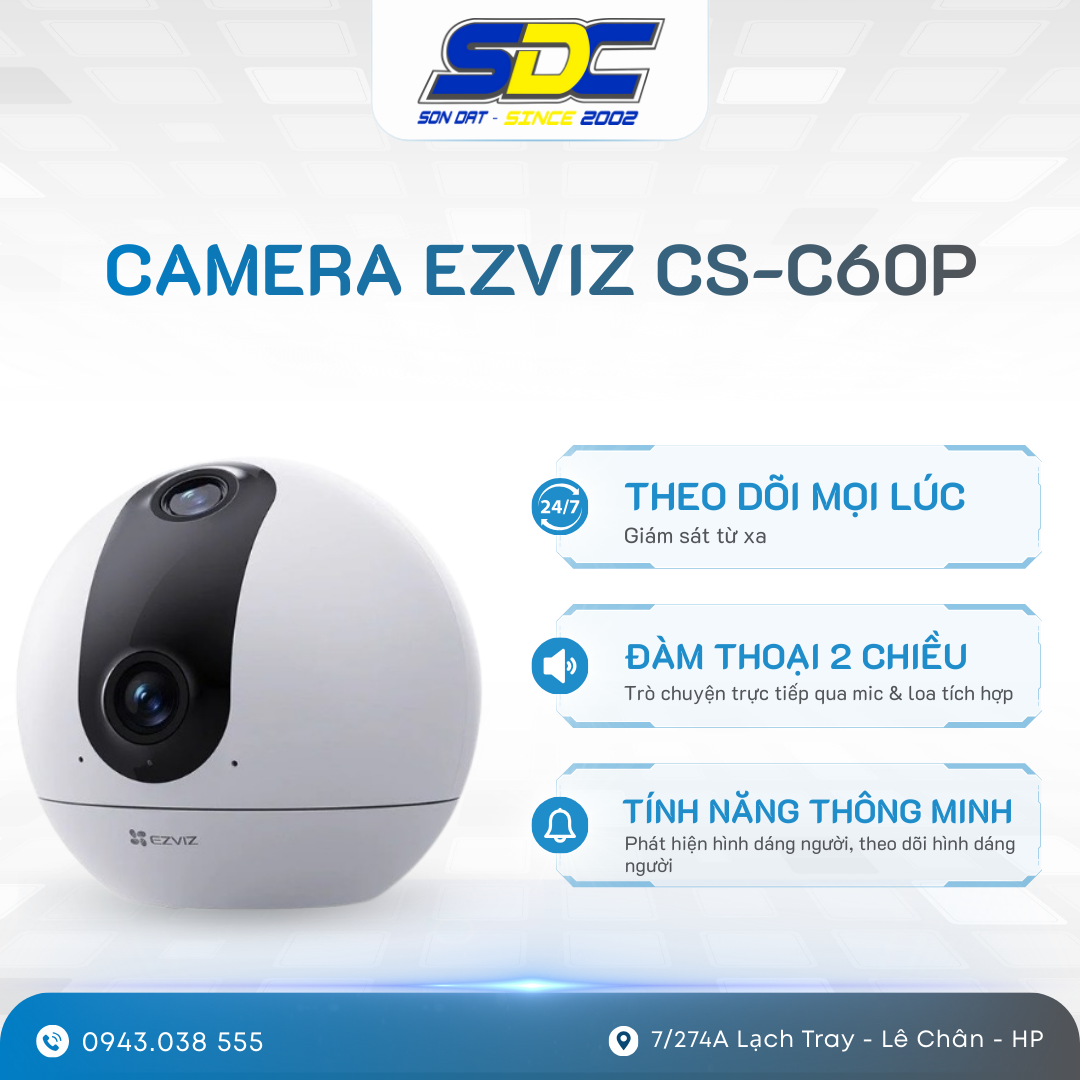 Camera Ezviz CS-C60p có thể hoạt động như một robot thông mình có thể chào đón chủ nhân hoặc phát ra các nhắc nhở cần thiết