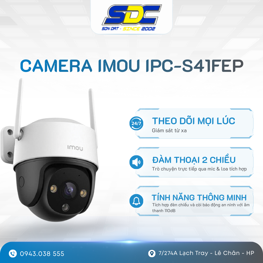 Camera IMOU IPC-S41FEP với tính năng giám sát trực tiếp với độ phân giải 4.0 megapixel