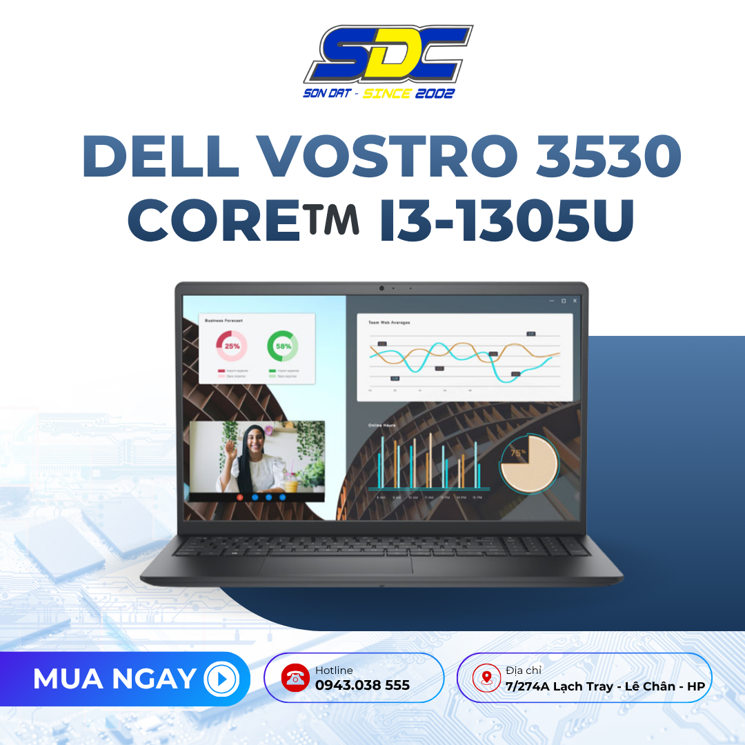 NotebookDell Vostro 3530 Core™️ i3-1305U là một chiếc laptop văn phòng