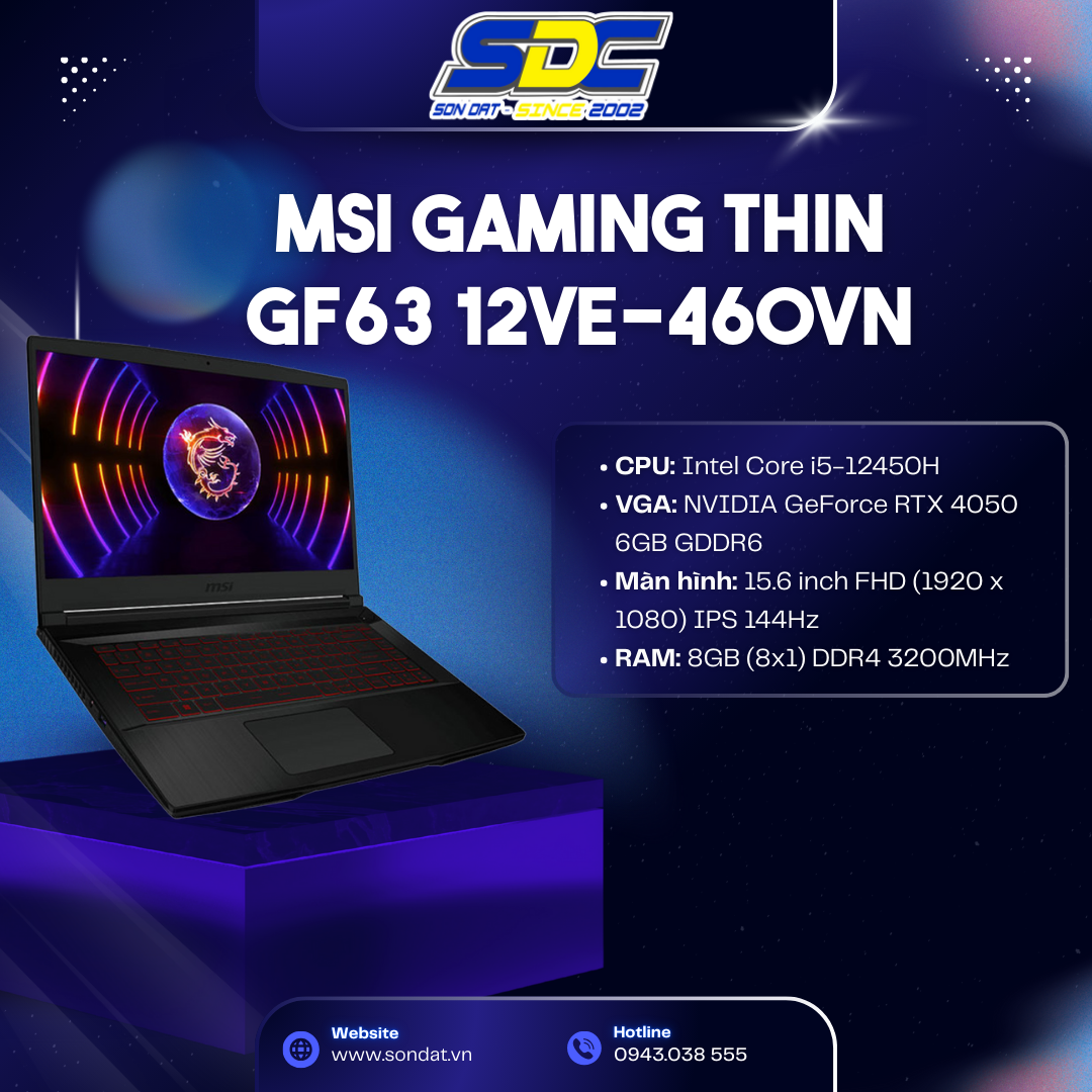 MSI Gaming Thin GF63-12VE-460VN là một sản phẩm phù hợp với những ai đang tìm kiếm một chiếc laptop gaming mạnh mẽ